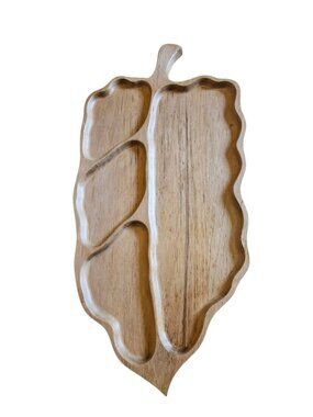 Vintage Overton Sweet Pecan 24" Leaf Charcuterie Serving Tray Made in Michigan
